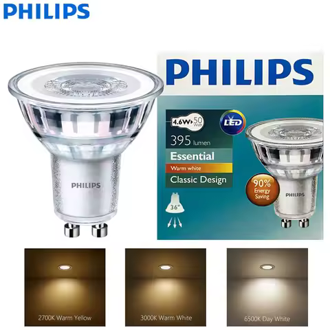 Philips LED GU10 PAR16 Essential 4.6W (=50W Halogen) 220-240V 36° Degree Classic Spot Lamp 2700K 300