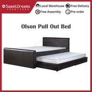 Olson 4 in 1 Pull Out Bed + 2 Drawers | Bedframe + Mattress  | Bedset Package | Single / Super Single + Single