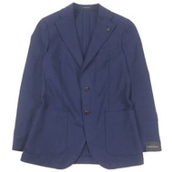 全新 Gabriele Pasini 羊毛骷髏頭翻領胸針。單排扣無襯裡西裝外套，修身剪裁，海軍藍，44 碼，附衣架。正品，義大利製。