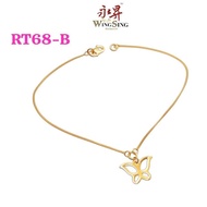Wing Sing Rantai Tangan Mesin Bebola Butterfly CD Emas 916 / 简约实心猫眼转运珠镂空蝴蝶CD手链916黄金 /