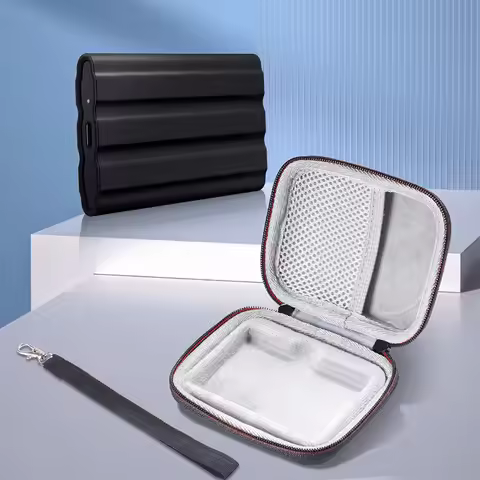 EVA Hard Drive Case Shockproof Protective Travel Case with Mesh Bag&Hand Strap for Samsung T7 Shield