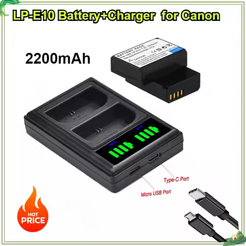 LP-E10 Digital Battery for Canon EOS Rebel T3 T6 T7 T100 Kiss X50 X801500D 4000D Camera Dual Chargin
