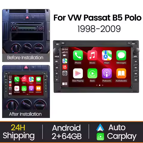 MEKEDE 2Din Carplay Android 15 For VW Passat B5 MK4 MK5 Golf 4 Polo Bora Jetta T5 Car Radio Multimed