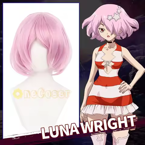 Luna Wright Cosplay Wig Anime Dr.STONE Sakura Pink Cute Fluffy Bob Short Wig Realistic Skin Top Heat