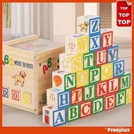 ABC Wooden Building Blocks Alphabet & Number Stacking Blocks for Toddlers 1-3 [freeplus.my]