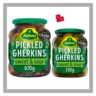 KUHNE Sweet & Sour Pickled Gherkins – Preserved Cucumbers 330g / 670g | Traditional German-Style | N