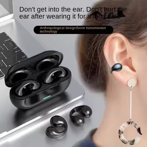 Bone Conduction Headphones Wireless Bluetooth 5.3 Compatible 3D Surround Sound Bass Ear Clip-on Spor