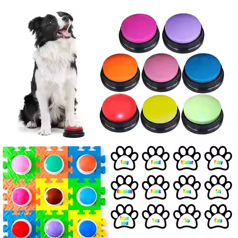 Pet Pressing Sound Toys Recordings Box Pads Dog Communication Buttons Recording Boxs Stickers Dogs I