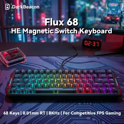 DarkBeacon 65% HE Magnetic Gaming Keyboard Flux 68 Wired RGB Hot Swappable Gasket Mount Structure Ke
