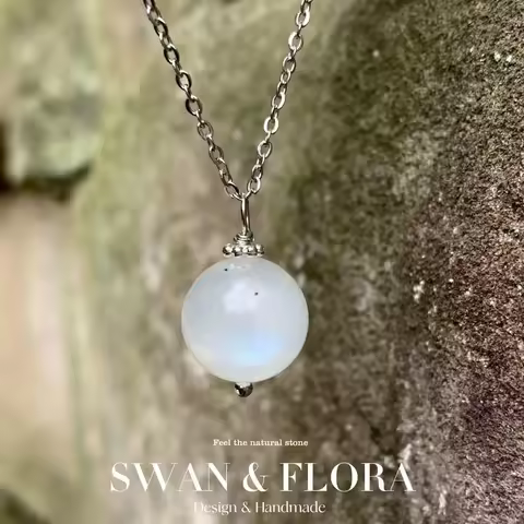 11MM Natural Blue Moonstone Pendant Necklace Fine Jewelry Stones Healing Energy Gift Lucky Jewelry