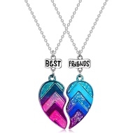MJartoria BFF Necklace for 2-Matching Heart Best Friends Forever Rainbow Pendant Friendship Necklace
