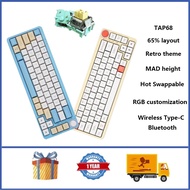 TAP68 65% Retro Wireless Mechanical Keyboard Hot Swappable RGB Custom Mechanical Keyboard