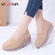 VIWANA Wedge Shoes For Women Genuine Leather Platform Sneakers Plus Size 43 Thick Bottom Loafers Sli