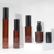 4/6/9/10ml Square Amber Thick Glass Perfume Spray Bottle Empty Refillable Mini Sample For Travel