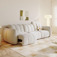 Light luxury fabric piano sofa modern simple living room Electric function small apartment straight cream sofa bed