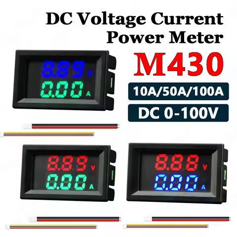M430 Digital Voltmeter Ammeter DC 0-100V 10A 50A 100A Dual LED Display Voltage Detector Current Powe