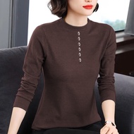 【M-4XL】Plain T Shirt Woman Long Sleeve T-Shirt Women Baju T Shirt Women Baju Perempuan Turtleneck Wo