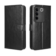For VIVO V27 Pro Case Flip Phone Holder Stand Case VIVO V27 VIVOV27 Casing Wallet PU Leather Back Co