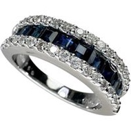 Size 12 Sapphire and Diamond Ring, 0.56ct Total, 18K White Gold, 6.3g, Women's