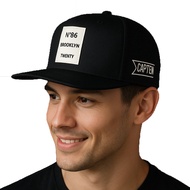 Men's Black and White Flat Visor Snapback Hat N86 Original StreetwearBrooklyn