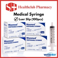 WANMED Disposable Syringe 100pcs Luer Slip Medical Syringe 1ml 3ml 5ml 10ml Sterile EO