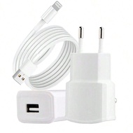 EU Charger Set, USB Wall Charger + 3.3ft/100cm USB To IOS High-Speed Charging Data Cable, Compatible