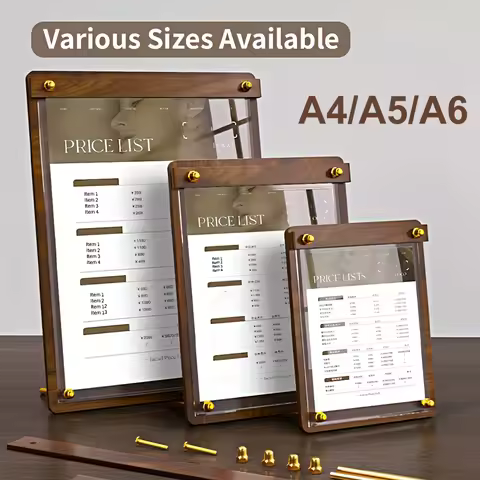 A4/A5/A6 Wooden Photo Frames Walnut Wood Picture Frame Stand for Honor Certificates Cafe Restaurant 