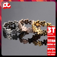 High-quality stylized 5-leaf clover women's titanium ring