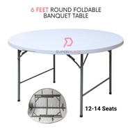 6 Feet Round Foldable Banquet Table Portable Round Multifunctional Dining Table