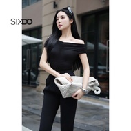 SIXDO Baggy Black Women's Office Pants (Black Woven Baggy Pants) Women Pants Long Pants Office Pants