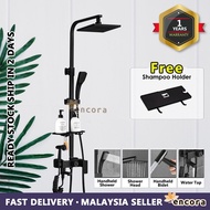 Encora Two Ways Black And Black Gold Bathroom Handheld Shower Square Rainfall Shower Head Set Bidet 