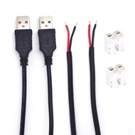 ELNONE 2PCS 20AWG USB Pigtail 2 Wire,0.3M/1FT USB 2.0 Male Plug 2pin Wire DIY Pigtail Cable 5V Bare 