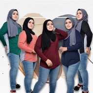 XL-4XL PLUS SIZE MUSLIMAH DUAL TONE STRIPE BLOUSE 6747