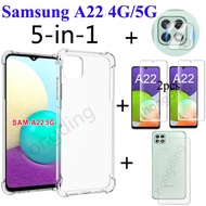 5In 1กระจกเทมเปอร์ Samsung Galaxy A22 A32 A42 A52 A72 4G / 5G A12 A02S A11เคสโทรศัพท์ Samsung Galaxy M12 M31 M51 5 In 1โทรศัพท์มือถือเคสโทรศัพท์ + คลุมทั้งหมดฟิล์มแก้ว + คาร์บอนไฟเบอร์ฟิล์มด้านหลัง + กล้องฟิล์มเลนส์