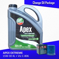 PERTUA Apex Extreme Gasoline Engine Oil 15W-30 Change Oil Bundle for Honda Civic VTI / VTEC ( 4 Lite