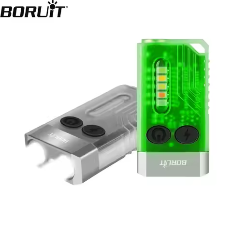 BORUiT V10 Keychain UV LED EDC Fluorescence Flashlight Type-C Rechargeable Work Light Torch with Mag