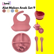 Kendmobile 1 Set of 9 pcs Children's Cutlery Silicone Material Baby Eating Utensils Baby Eating Uten