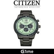 [Official Warranty] CitizenCA4507-84X Men's Eco-Drive Chronograph Green Dial Stainless Steel Strap W