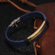HENLI Punk Casual Leather Braided Stainless Steel Male Female Men Bracelet Bangle Korean Style Wristband Fashion Jewelry