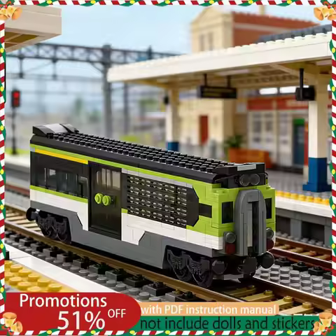 220Pcs MOC Tech City Train Alternate Build Cab Coach Modification Building Blocks DIY Gift Set Holid