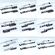 Letter Emblem for Mercedes Benz V12BITURBO V8 BITURBO 4MATIC+ TURBO 4MATIC Car Styling Fender Logo S