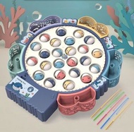 Marslako - [24條魚] 電動旋轉磁性釣魚玩具親子遊戲 兒童玩具 兒童禮物 童年回憶-藍色[平行進口]