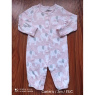 carter's jumpsuit romper for 3 months baby girl pink elephant thrifted from ukay bale