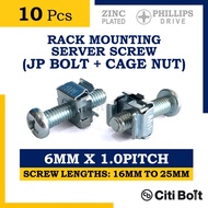 10pc Rack Mounting Server Screw / Cage Nut with Screw Set M6 (6MM)