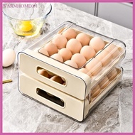 WMMB 32Eggs Organizer for Refrigerator 2 Tiers Stackable Eggs Holder for Fridge Plastic Eggs Tray Eg
