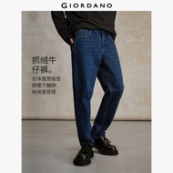 GIORDANO Men Jeans Fleece Lined Mid Rise Denim Jeans Classic Five-Pocket Fashionable Casual Regular 