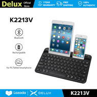 Delux K2213V แป้นพิมพ์ Bluetooth แบบชาร์จไฟได้ 78 คีย์ ไร้สาย สำหรับ Android / iOS / Windows / Mac