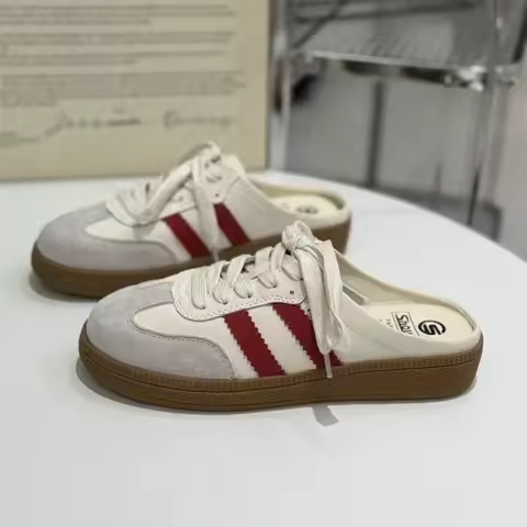 Summer Slip on Creeper Baotou Slides Slippers Women Mules Shoes Sports Round Toe Flat Female Footwea