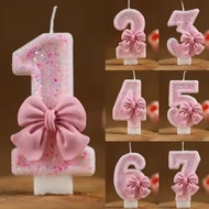 New Number Cake Candle Pink Glitter Birthday Candle 1 2 3 4 5 6 7 8 9 3D Number Candle Cake Topper B