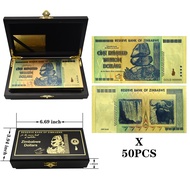 cod 50pcs/box Zimbabwe One Hundred Trillion Dollars Gold Foil 100 Trillion Banknotes Golden Note In 